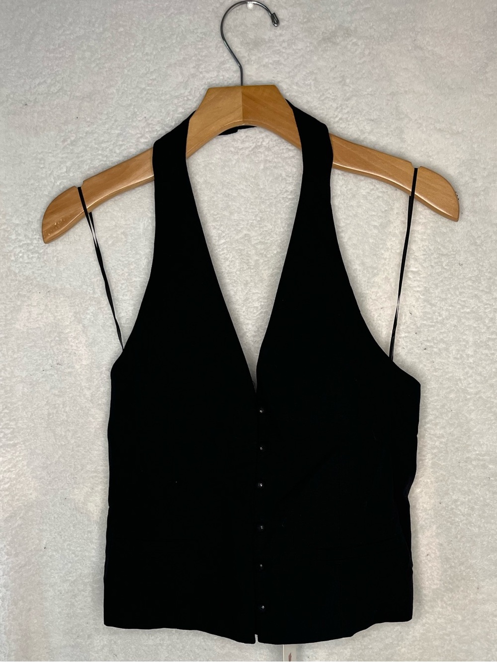 Signature8 Black Halter Button-Front Camisole Top Size L Women’s